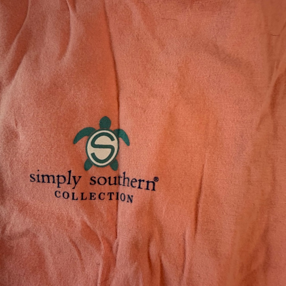 Simply Southern Coral Pink Graphic T-Shirt Medium Flip Flops Beach Scene Cotton - Picture 5 of 7